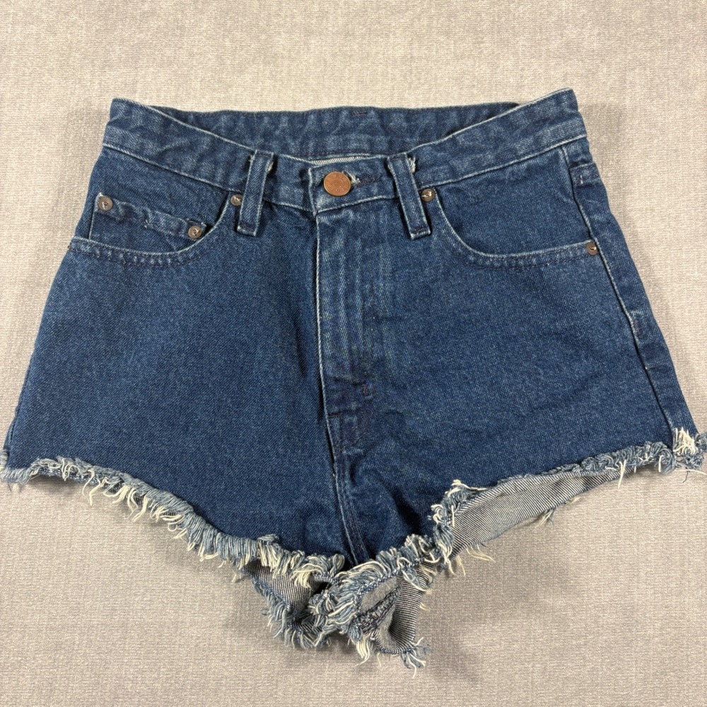 BDG Urban Outfitters Dark Wash High Rise Frayed Cut Off Denim Shorts 25 SS3504